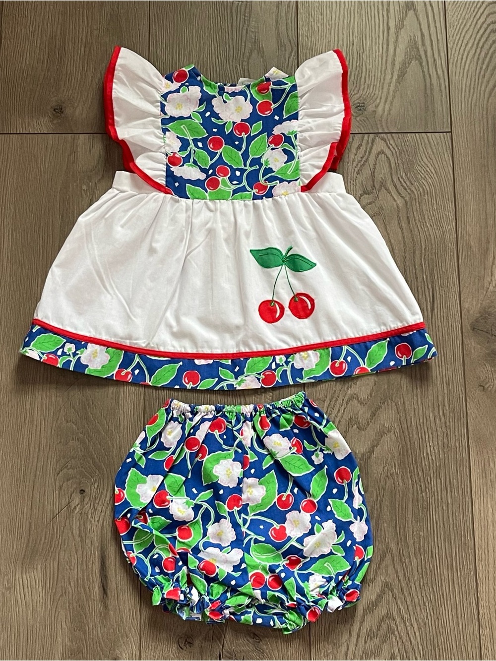 Vintage Young Hearts Cherry Floral Printed 3T Toddler Tunic Set
